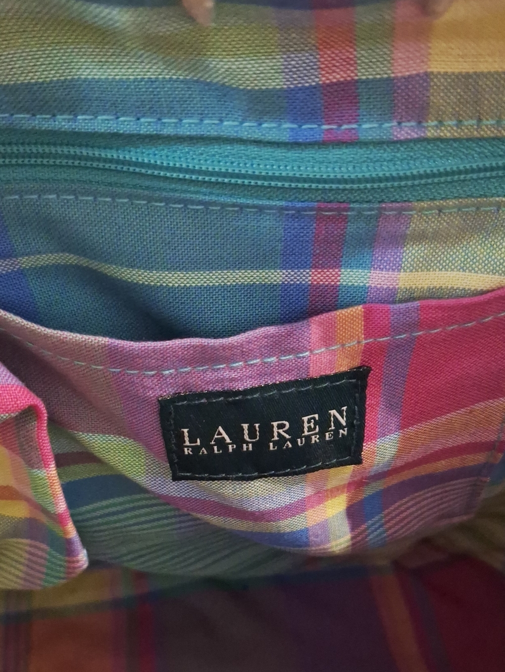 Ralph Lauren Pastel Plaid Straw-Top BeachTote - Picture 9 of 16